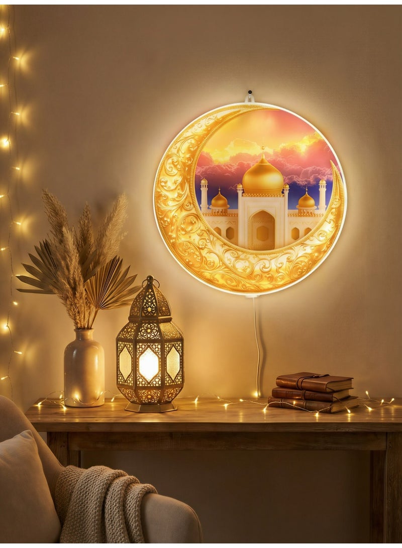 3pc Ramadan Decoration Bundle - LED Mosque Crescent Moon Lamp, Kids Cartoon Character Table Light, & Vintage Glass Fanous Lantern  Cable - Image 5